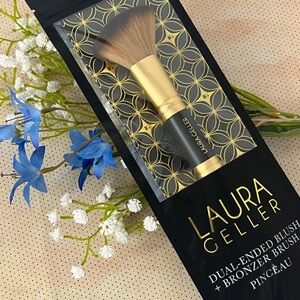 Laura Geller Dual-Ended Blush and Bronzer Brush Gold and Black New in Package